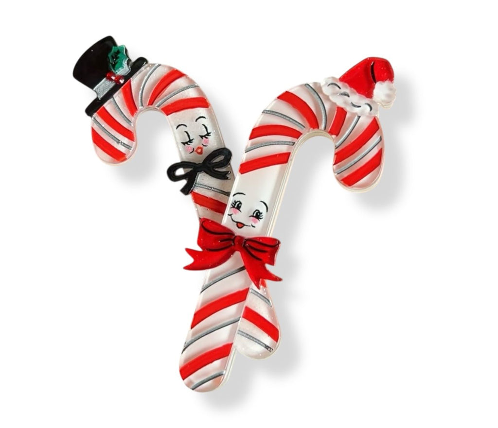 Candy Cane Couple Brooch by 50's Vintage Dame x Lipstick & Chrome - Che Cose Belle