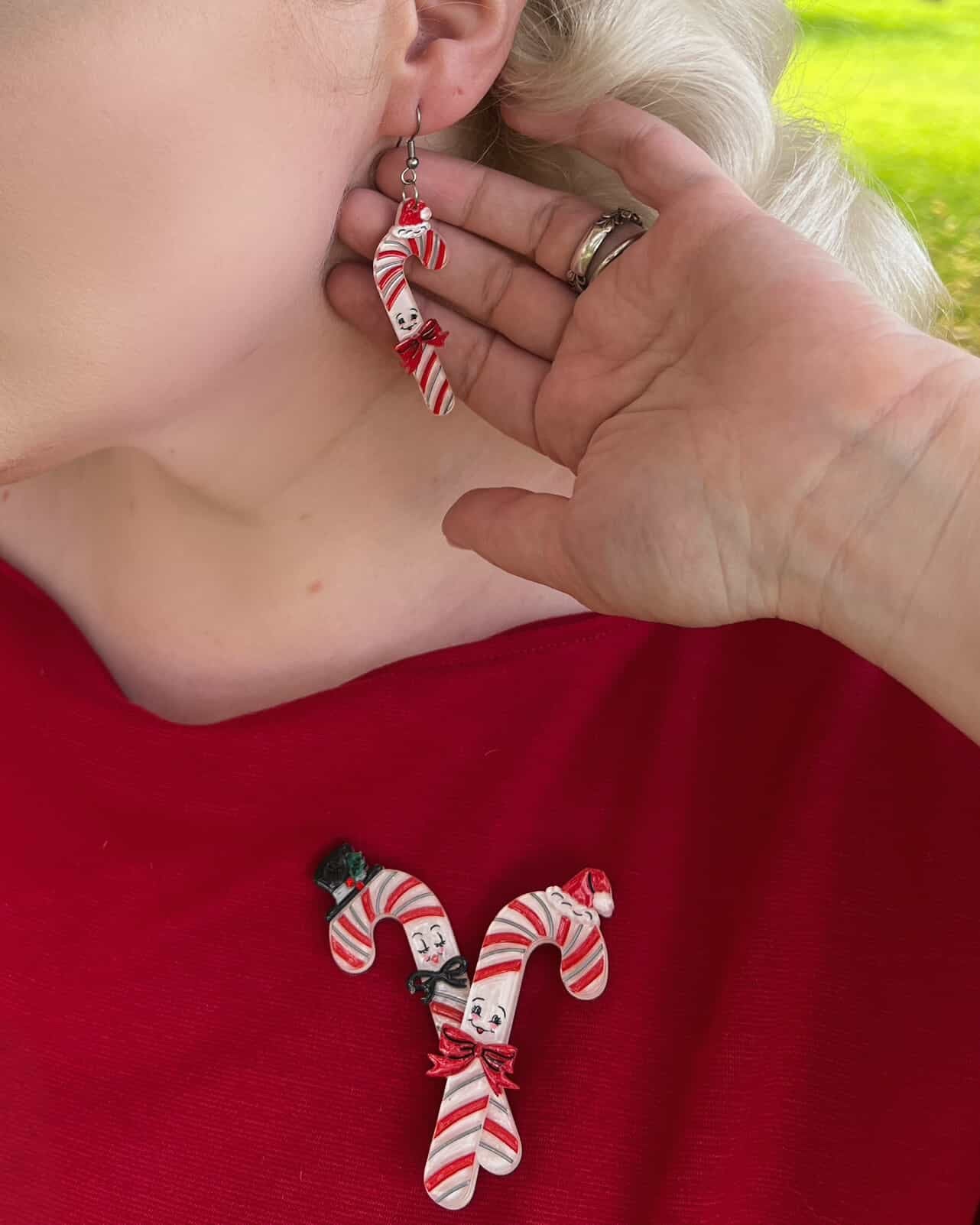 Candy Cane Couple Brooch by 50's Vintage Dame x Lipstick & Chrome - Che Cose Belle