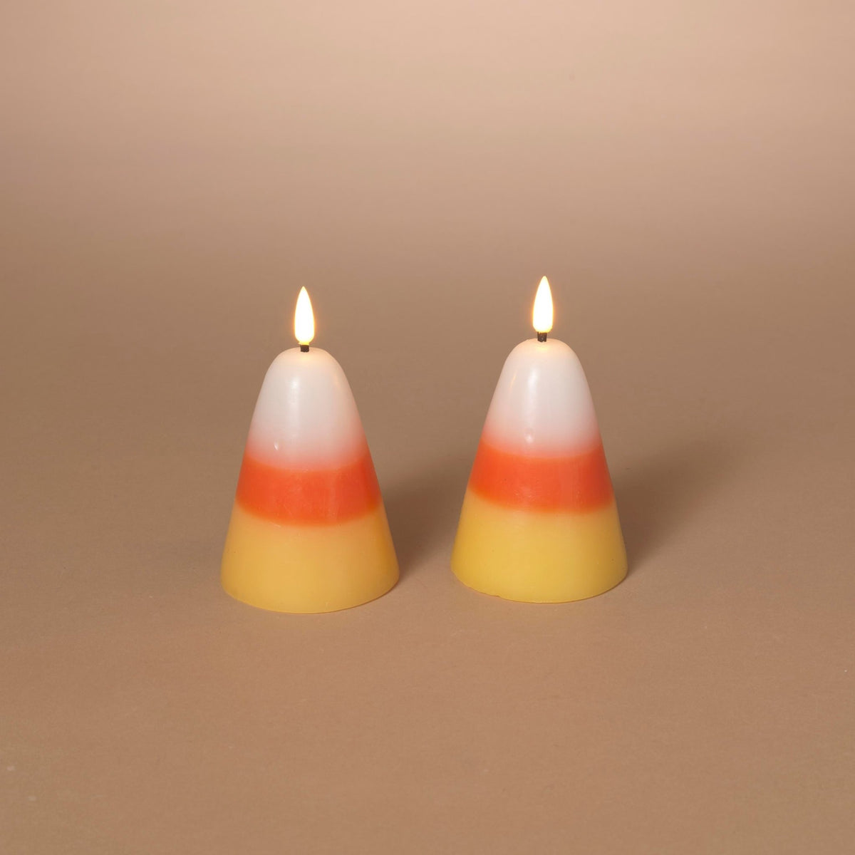 Candy Corn B/O Lighted Wax Candles - 2 Piece Set - Che Cose Belle