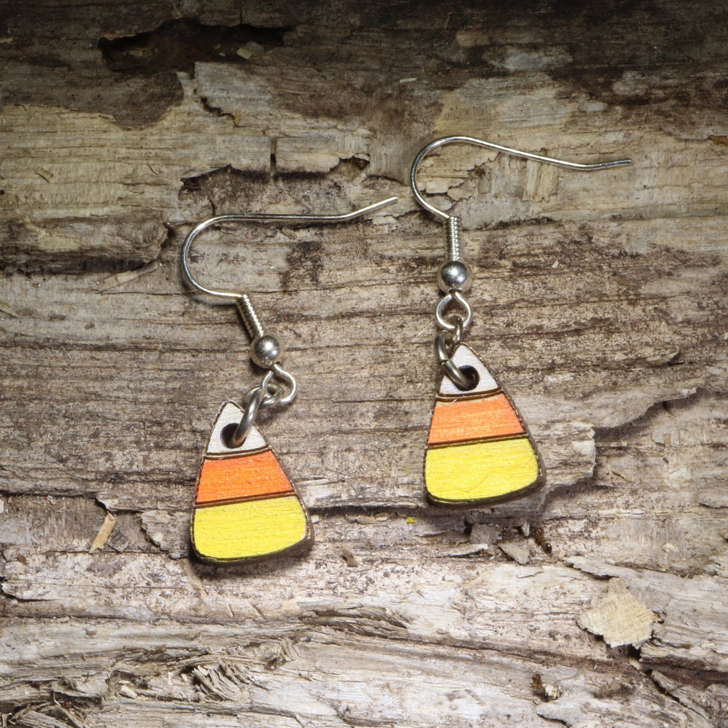 Candy Corn Wooden Earrings | Halloween Sweet Treat Jewelry - Che Cose Belle