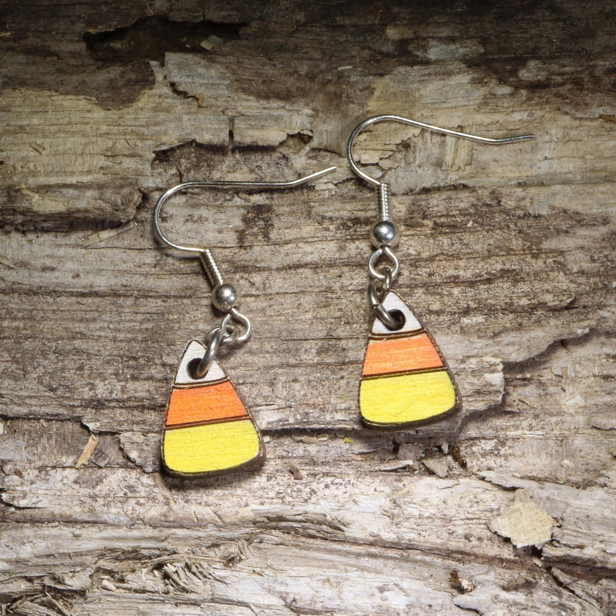 Candy Corn Wooden Earrings | Halloween Sweet Treat Jewelry - Che Cose Belle