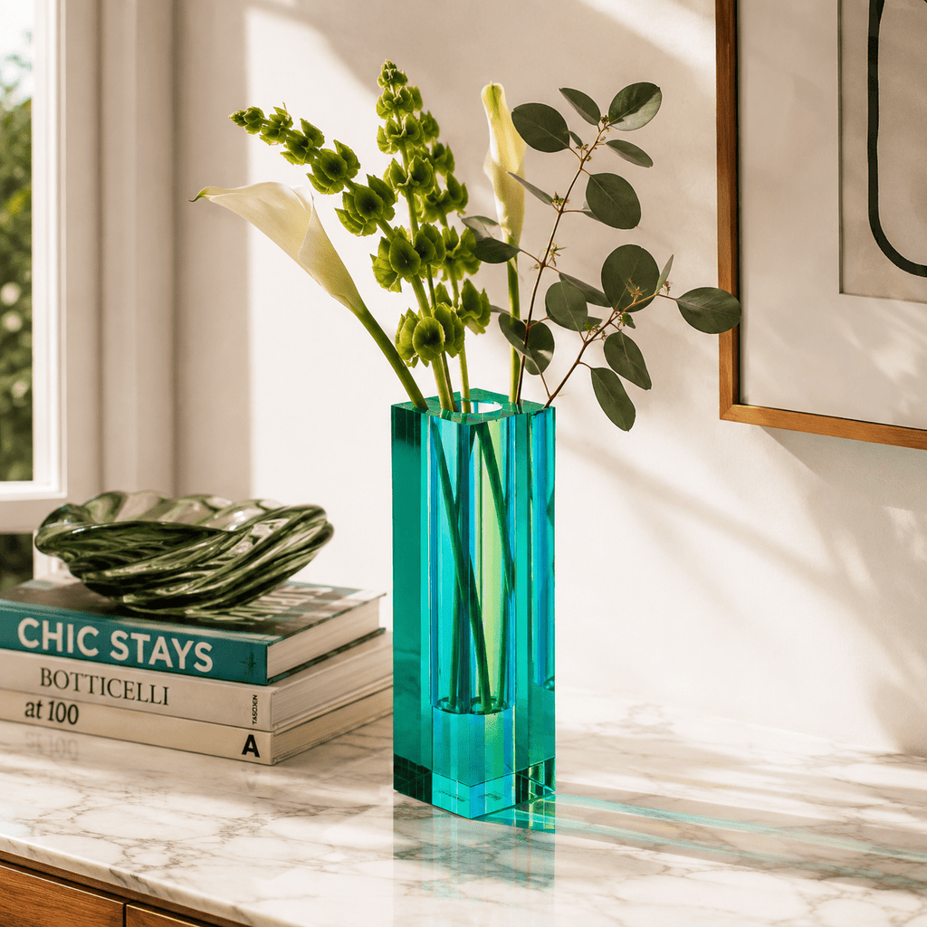 Canetti Acrylic Flower Vase in Blue/Green - Che Cose Belle