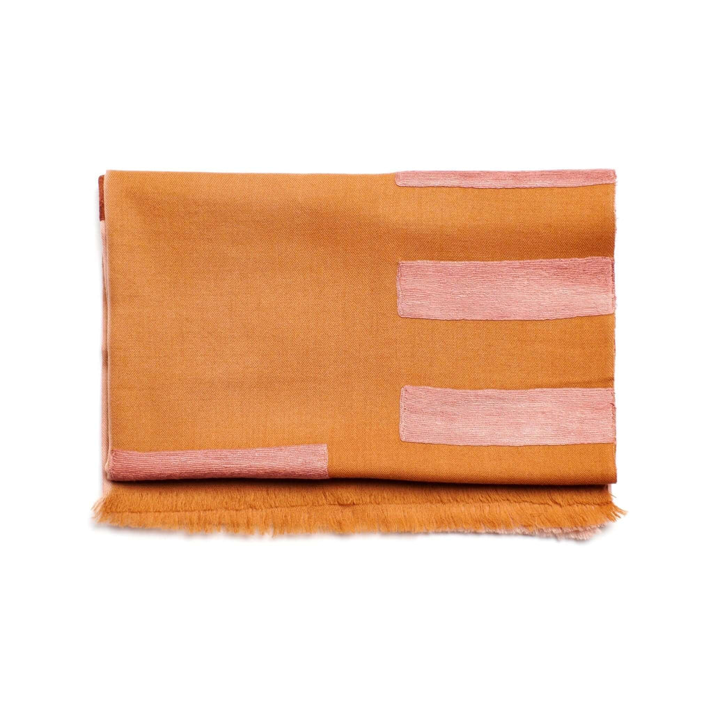 Canyon Hand Embroidered Hand Woven Merino Silk Soft Scarf - Che Cose Belle