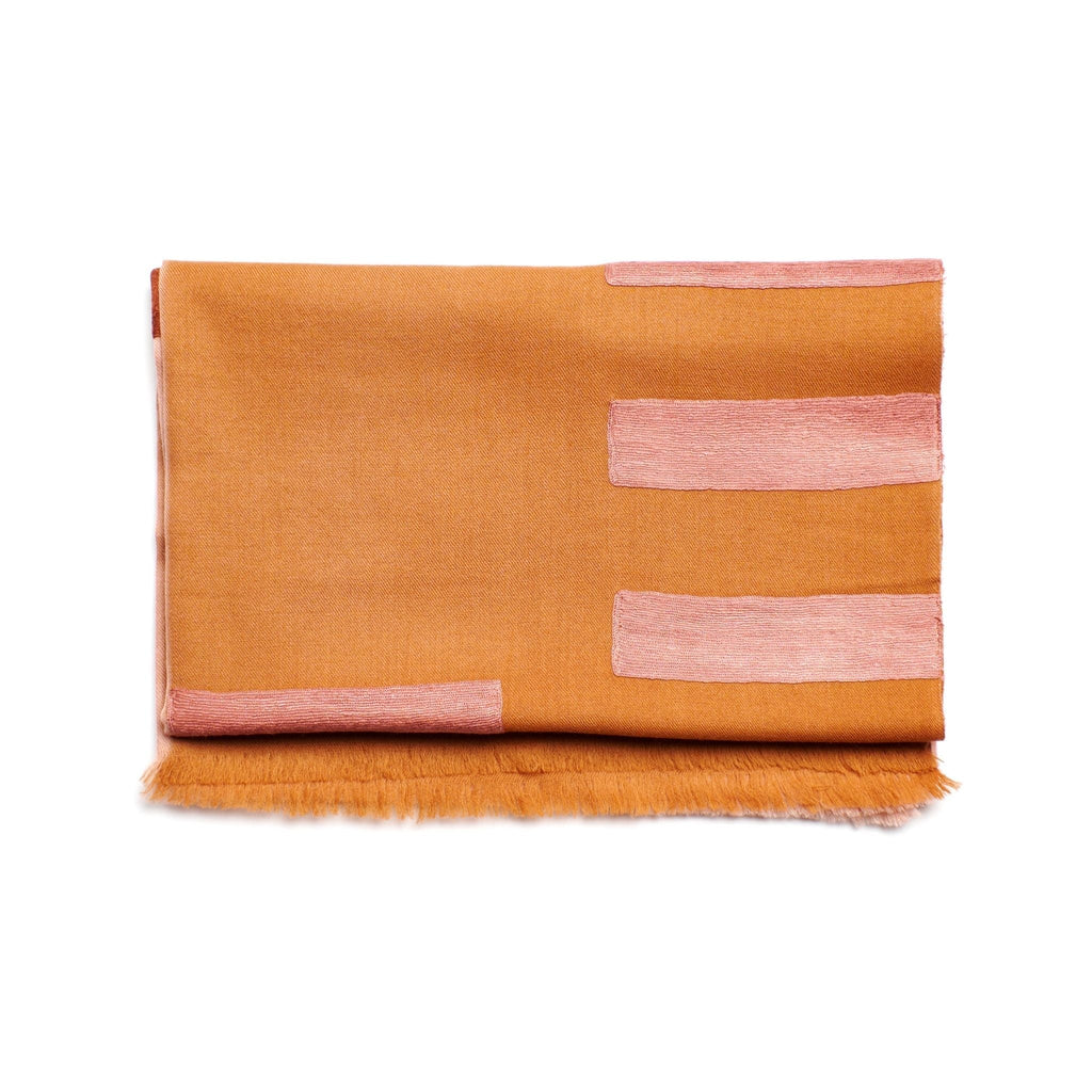 Canyon Hand Embroidered Hand Woven Merino Silk Soft Scarf - Che Cose Belle