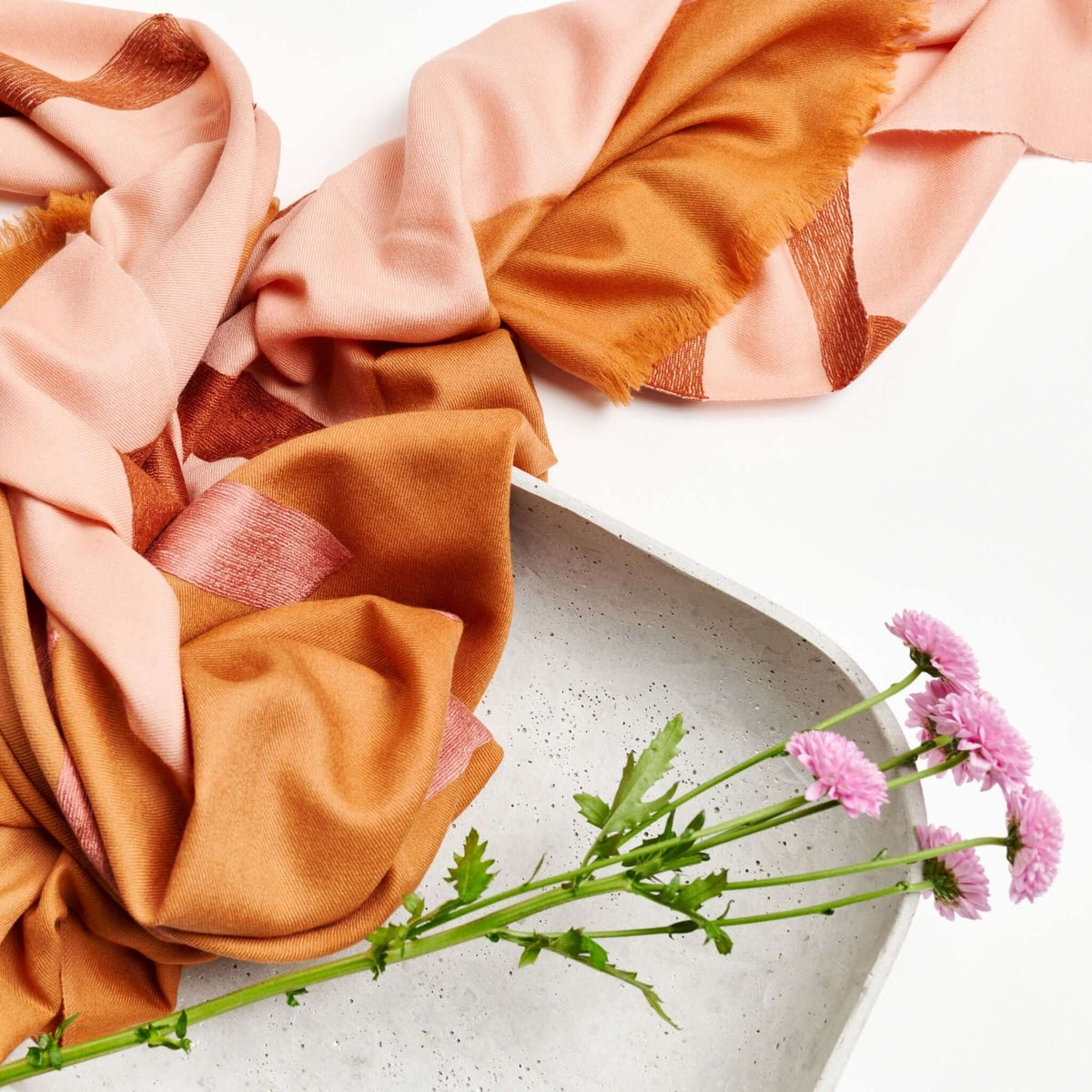 Canyon Hand Embroidered Hand Woven Merino Silk Soft Scarf - Che Cose Belle