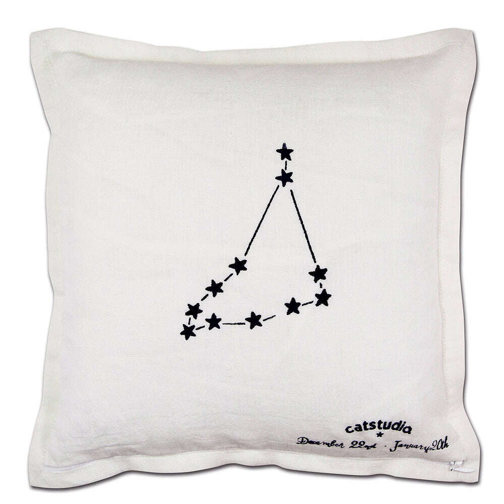 Capricorn Astrology Hand-Embroidered Pillow by Cat Studio - Che Cose Belle