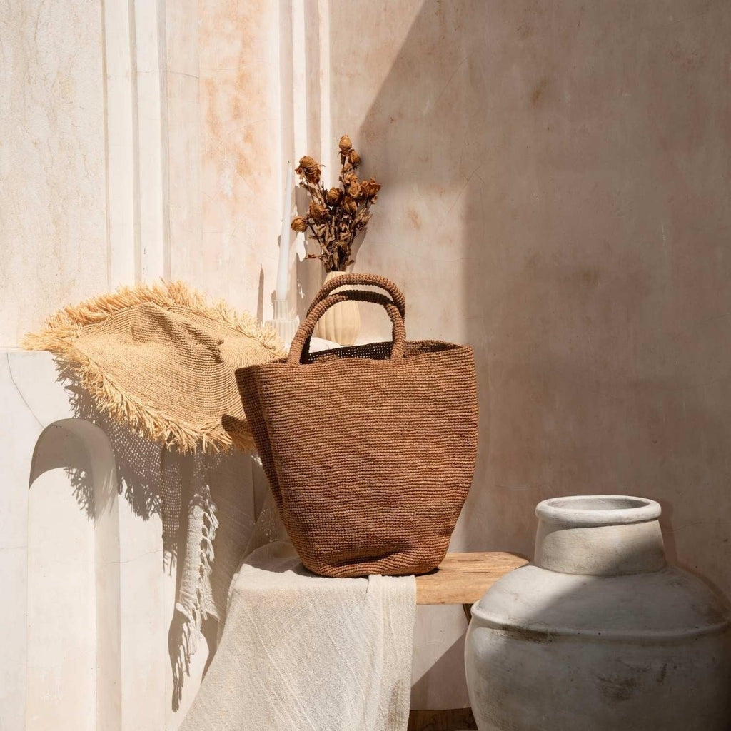 Caramel Raffia Beach Tote Bag - Che Cose Belle