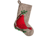 Cardinal Christmas Stocking Hand Felted Wool Gray Arcadia Home - Che Cose Belle