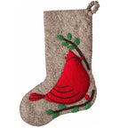 Cardinal Christmas Stocking Hand Felted Wool Gray Arcadia Home - Che Cose Belle