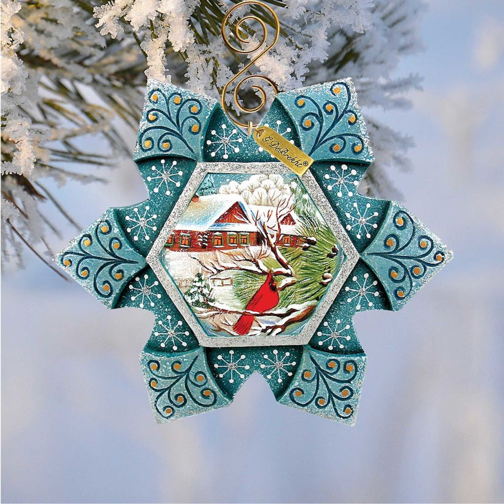 Cardinal Snowfall Sculpted Hand-Painted Christmas Ornament by G. DeBrekht - Wildlife Holiday Decor - 6102180 - Che Cose Belle
