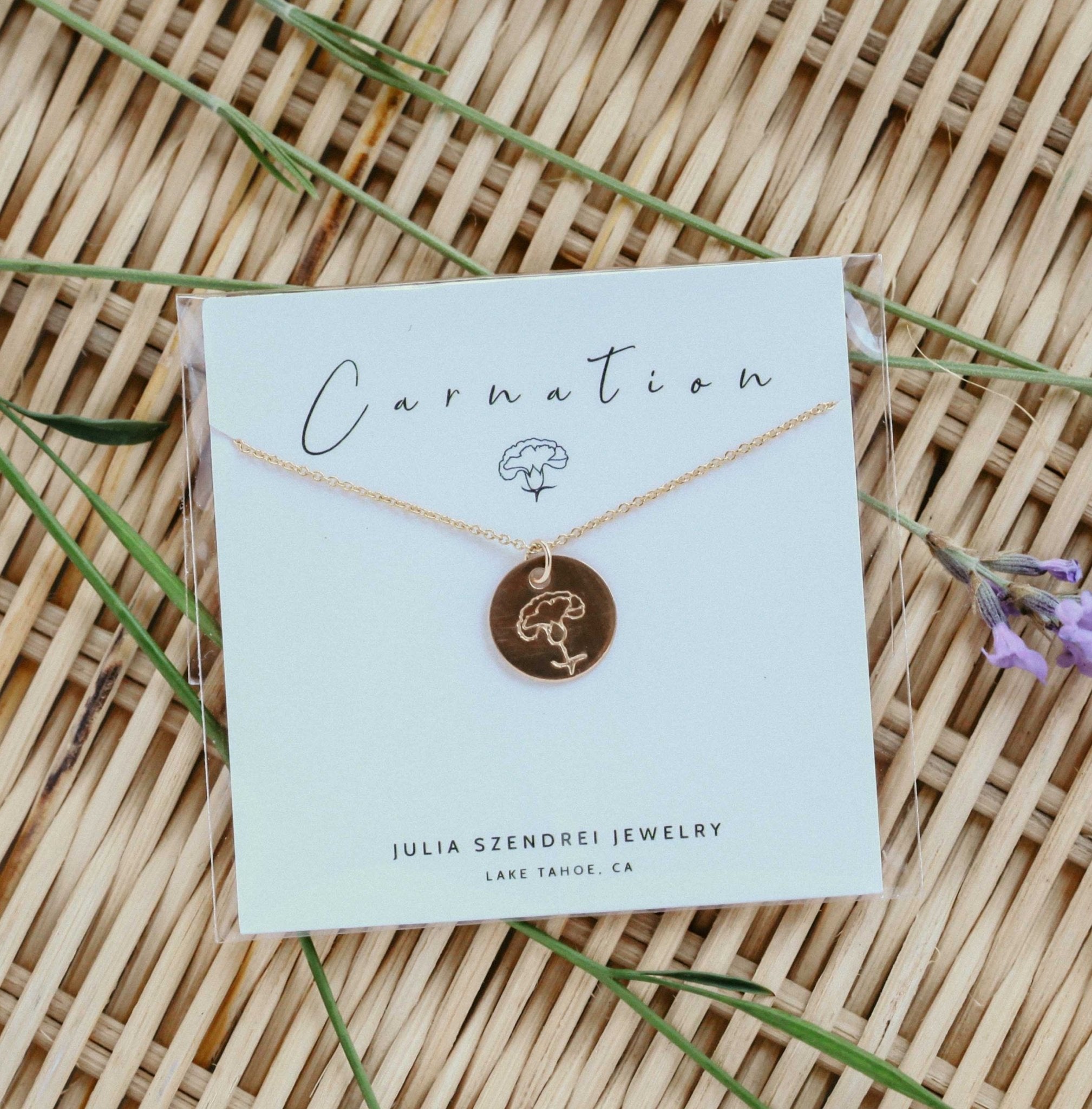 Carnation Birth Flower Necklace for January - Che Cose Belle