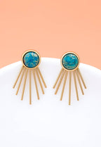 Caroline Emperor Stone Stud & Fringe Earrings - Che Cose Belle