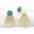 Caroline Emperor Stone Stud & Fringe Earrings - Che Cose Belle