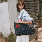 Carryall Bag - Safari Kuba with Red Beaded Heart - Che Cose Belle