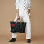 Carryall Bag - Safari Kuba with Red Beaded Heart - Che Cose Belle