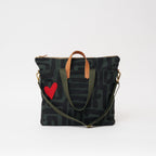 Carryall Bag - Safari Kuba with Red Beaded Heart - Che Cose Belle