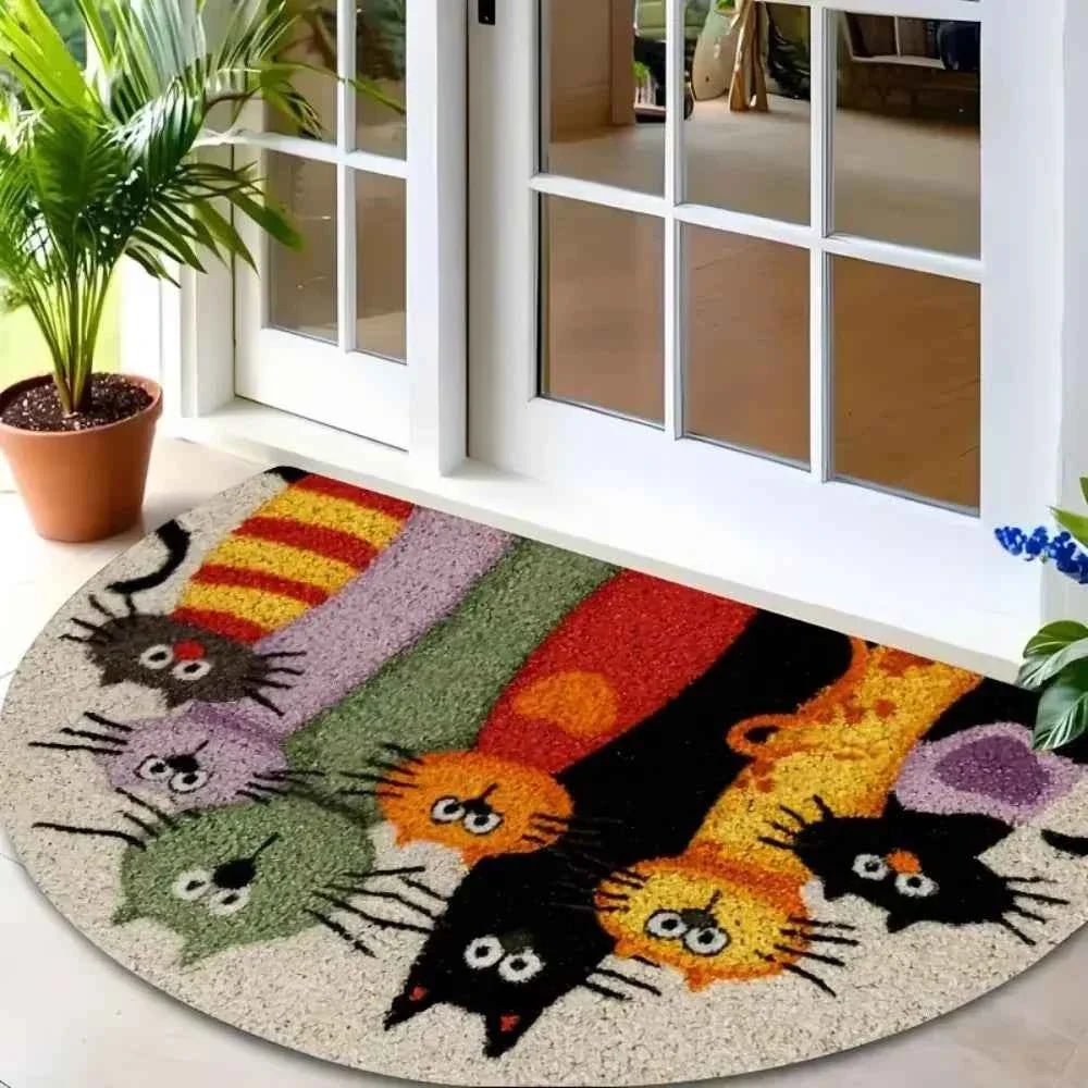 Cartoon Kitten Family Carpet Colorful Welcome Mat Doormat - Che Cose Belle