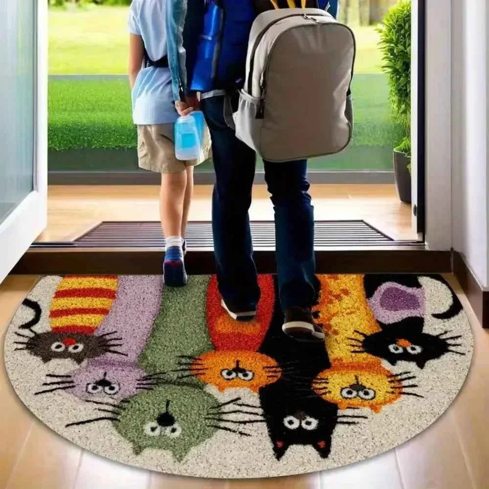 Cartoon Kitten Family Carpet Colorful Welcome Mat Doormat - Che Cose Belle
