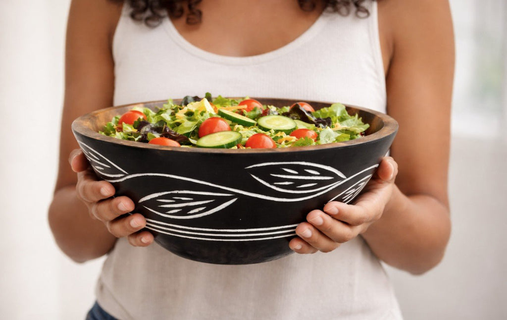 Carved Pattern Mango Wood Bowl - Black - Che Cose Belle