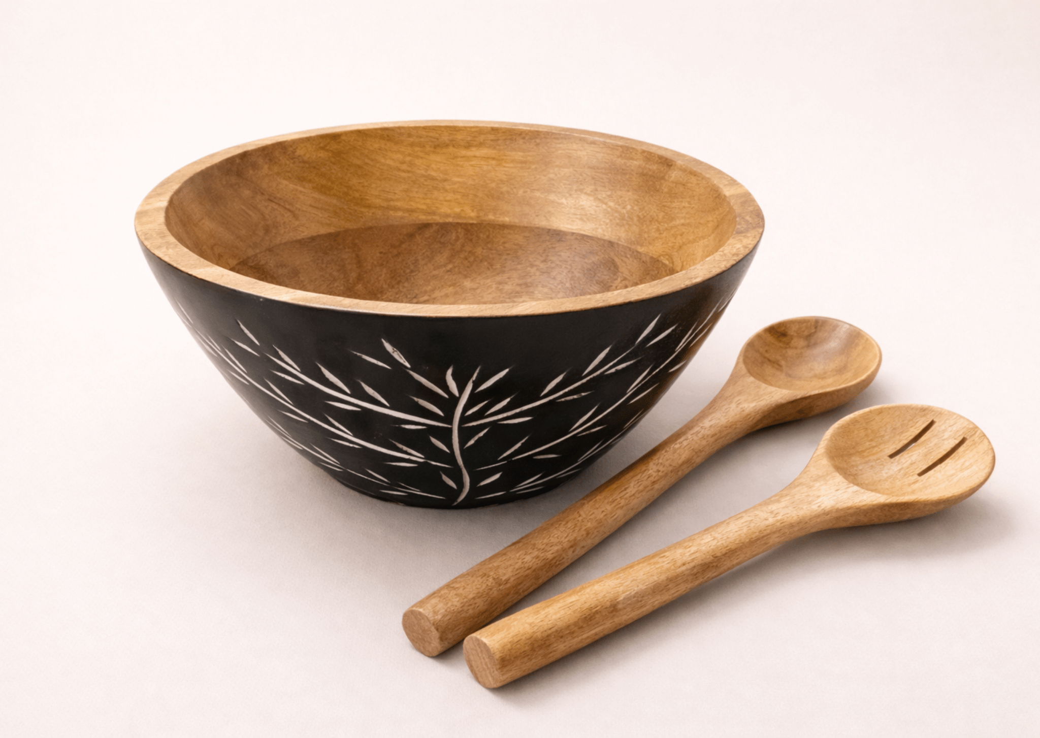 Carved Pattern Mango Wood Bowl - Black - Che Cose Belle