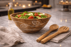 Carved Pattern Mango Wood Bowl - Brown - Che Cose Belle