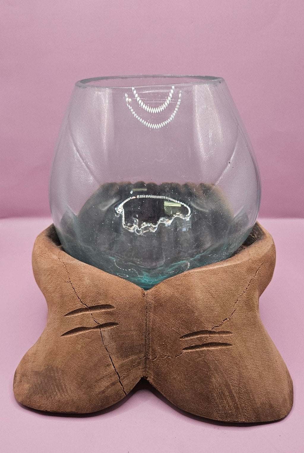 Carved Wooden Hand and Molten Glass Terrarium - Che Cose Belle