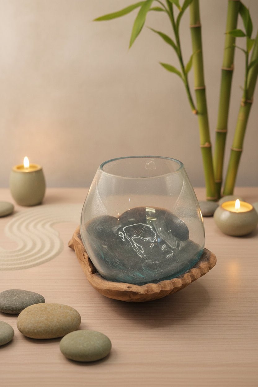 Carved Wooden Hand and Molten Glass Terrarium - Che Cose Belle