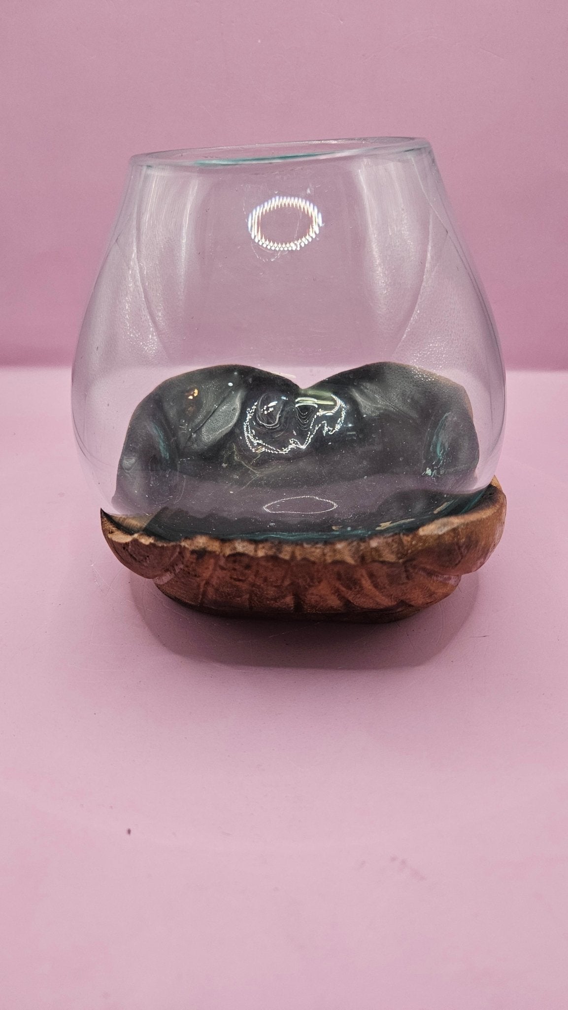 Carved Wooden Hand and Molten Glass Terrarium - Che Cose Belle