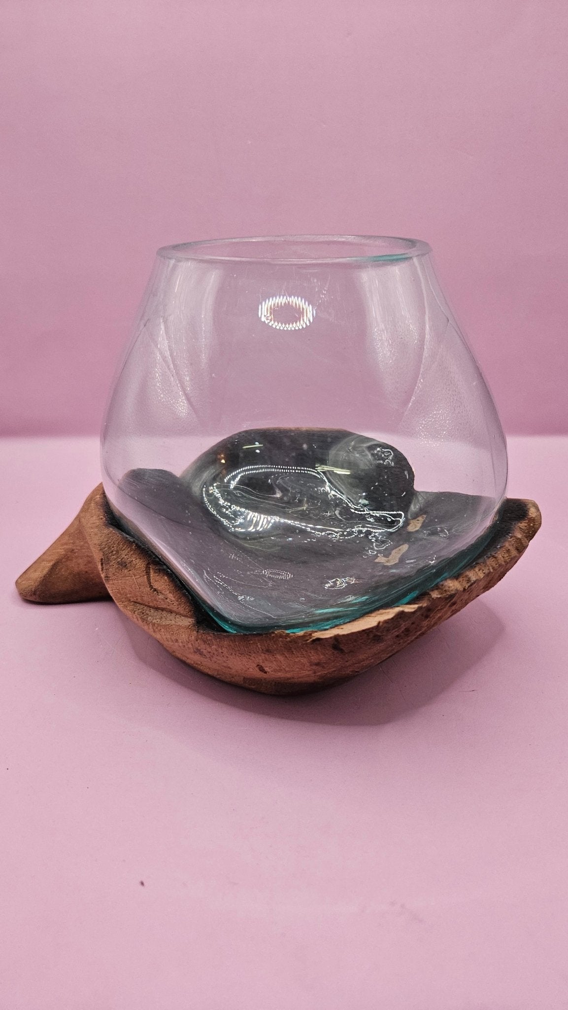 Carved Wooden Hand and Molten Glass Terrarium - Che Cose Belle