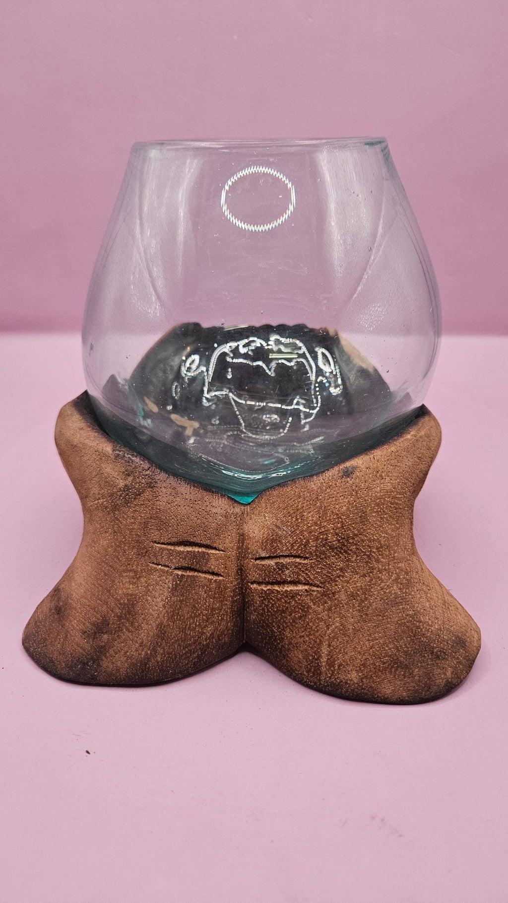 Carved Wooden Hand and Molten Glass Terrarium - Che Cose Belle