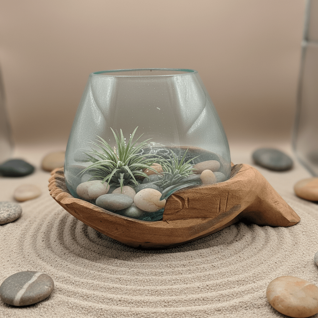 Carved Wooden Hand and Molten Glass Terrarium - Che Cose Belle