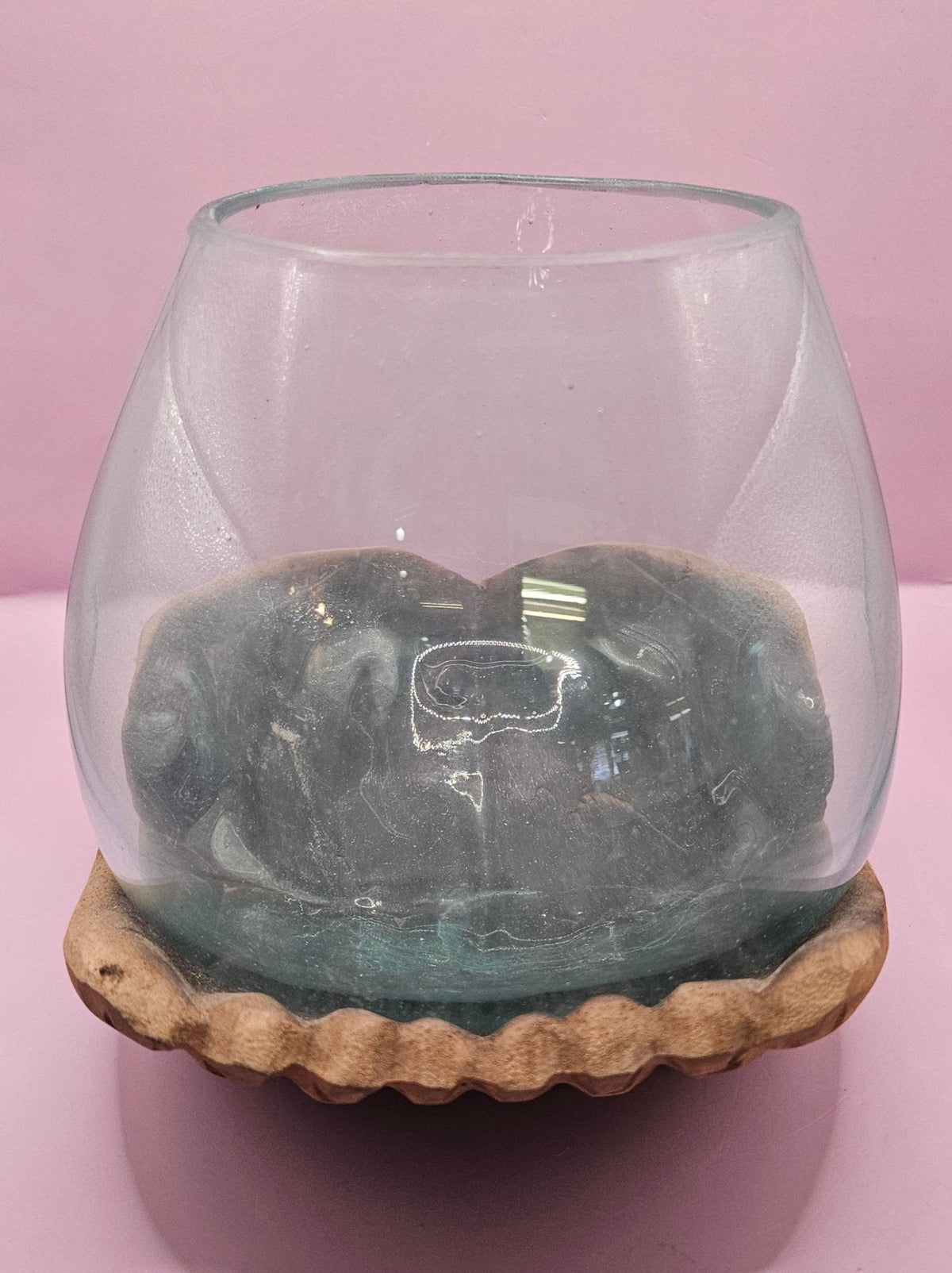 Carved Wooden Hand and Molten Glass Terrarium - Che Cose Belle