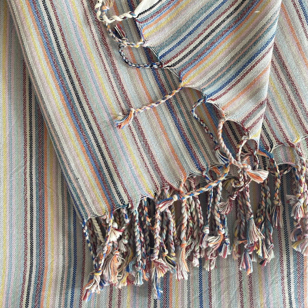 Casablanca Sustainable Striped Turkish Towel / Blanket Beige - Che Cose Belle