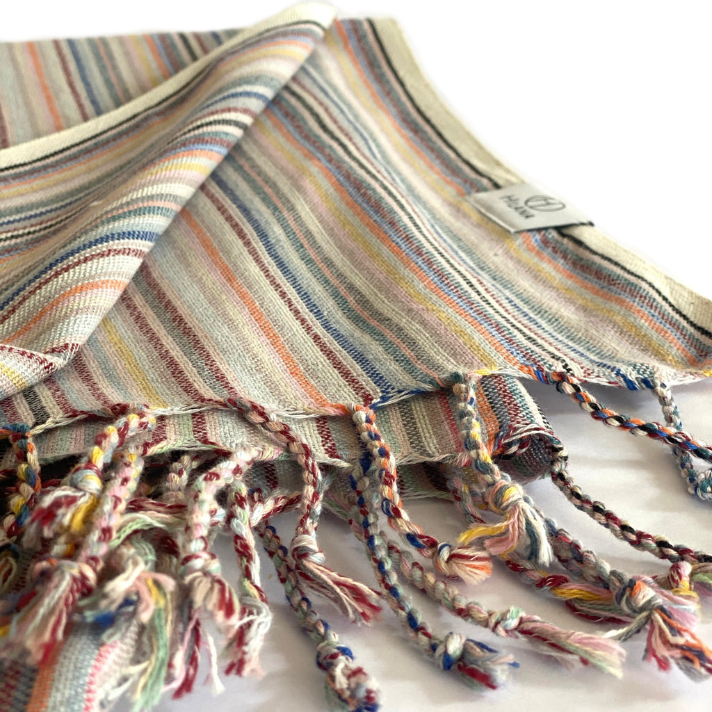 Casablanca Sustainable Striped Turkish Towel / Blanket Beige - Che Cose Belle