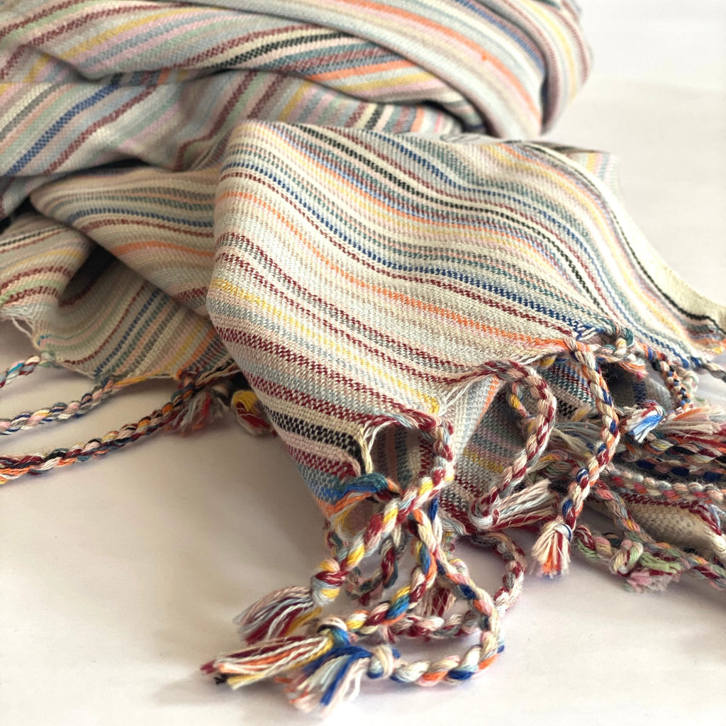 Casablanca Sustainable Striped Turkish Towel / Blanket Beige - Che Cose Belle