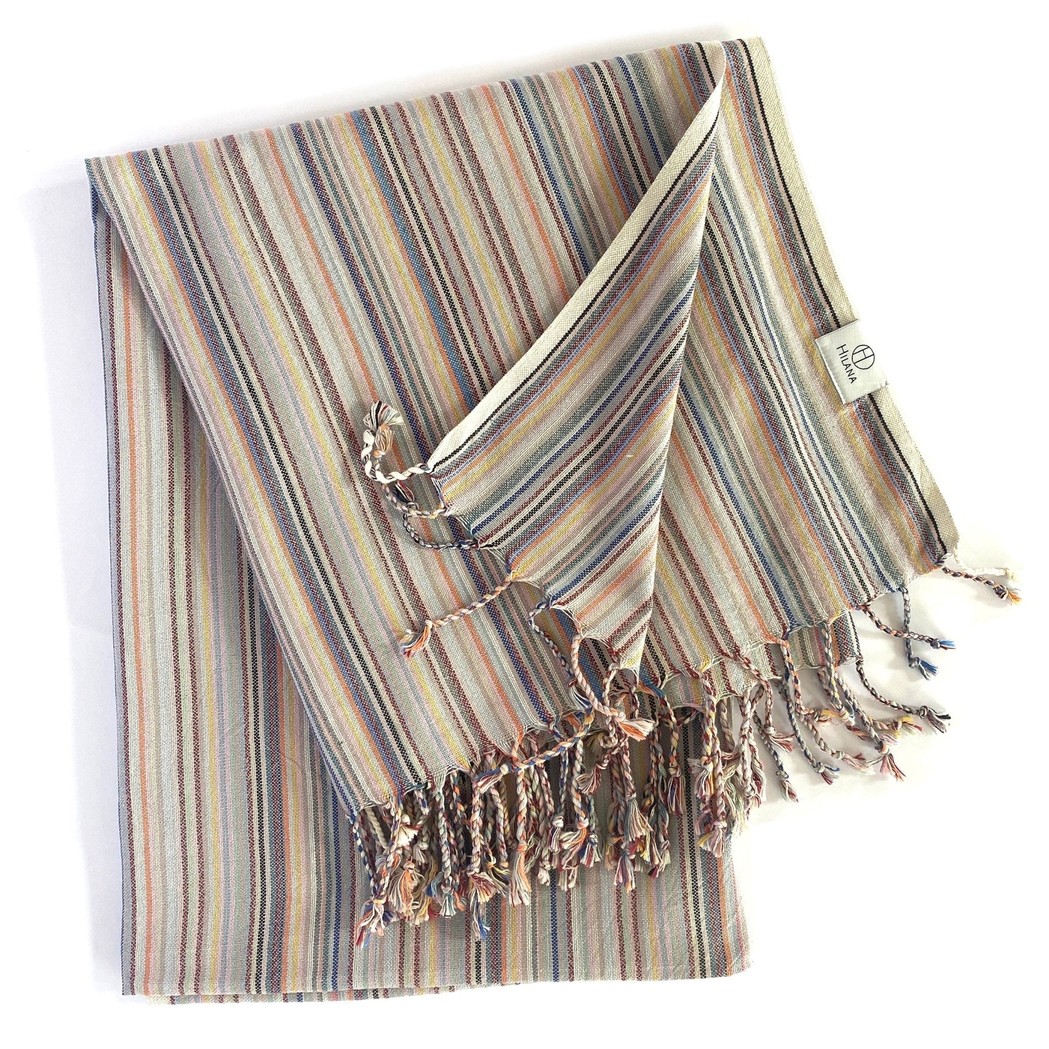 Casablanca Sustainable Striped Turkish Towel / Blanket Beige - Che Cose Belle