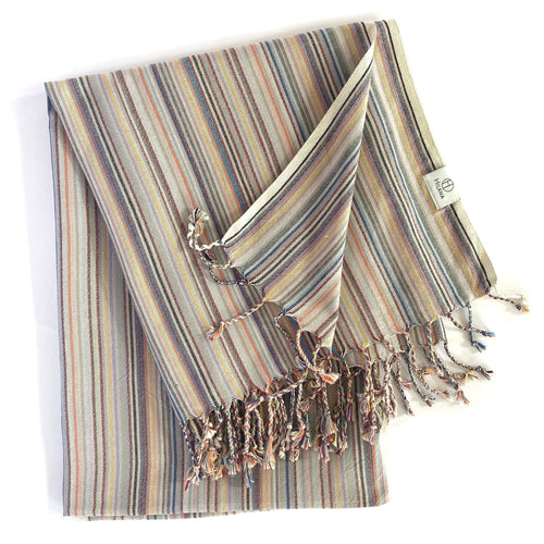 Casablanca Sustainable Striped Turkish Towel / Blanket Beige - Che Cose Belle