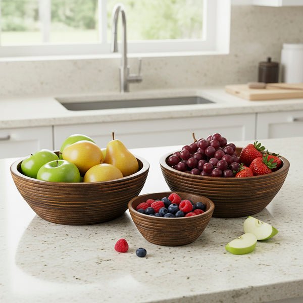 Cascade Handcarved Mangowood Nested Bowls - Che Cose Belle