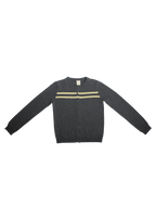 Cashmere Wool Stripe Cardigan in Charcoal/Butter - Che Cose Belle