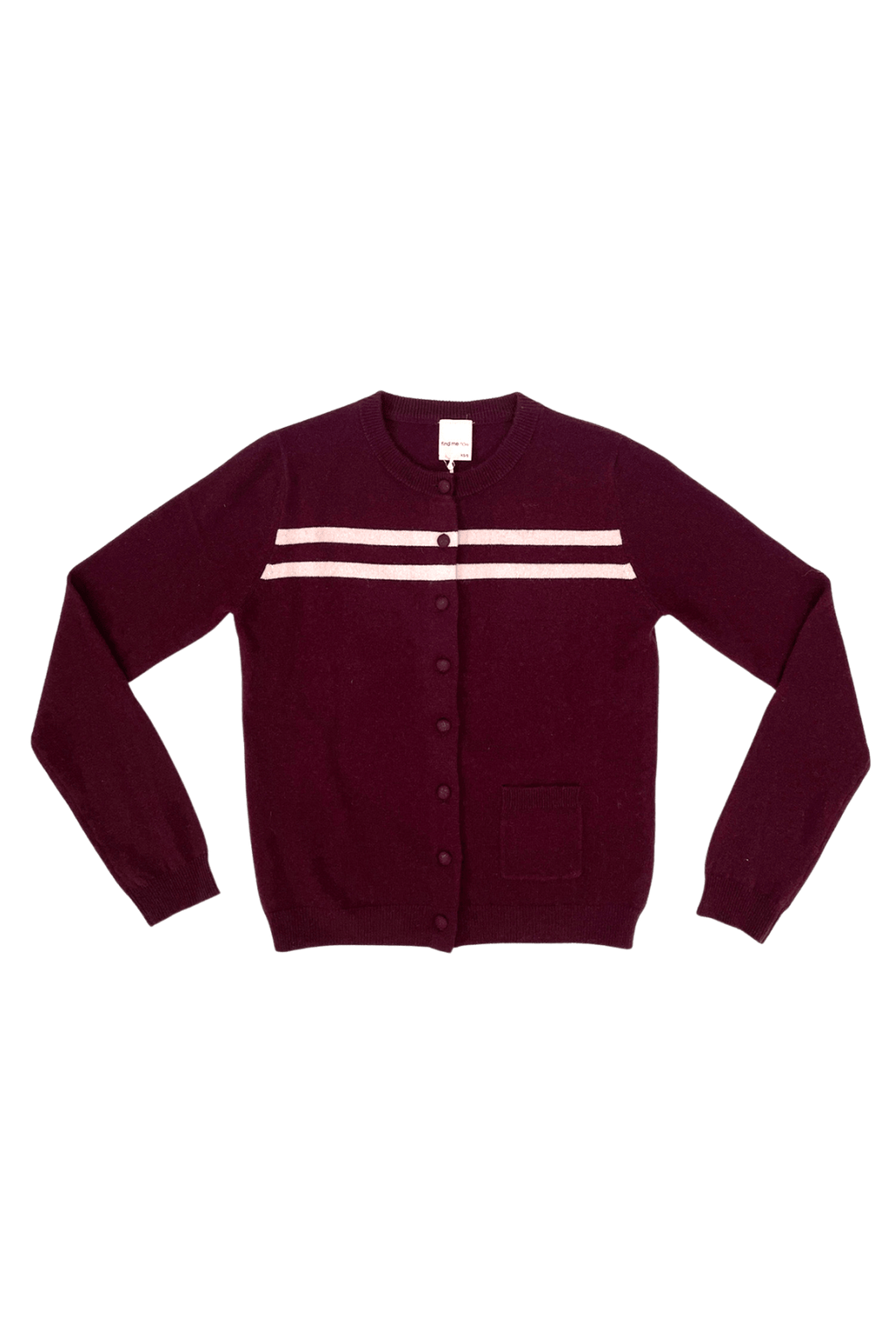 CASHMERE WOOL STRIPE CARDIGAN IN RASPBERRY CREAM - Che Cose Belle