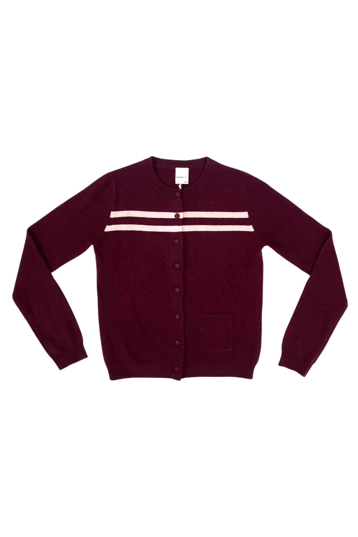 CASHMERE WOOL STRIPE CARDIGAN IN RASPBERRY CREAM - Che Cose Belle