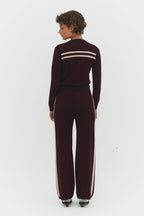 CASHMERE WOOL STRIPE CARDIGAN IN RASPBERRY CREAM - Che Cose Belle