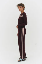 CASHMERE WOOL STRIPE CARDIGAN IN RASPBERRY CREAM - Che Cose Belle