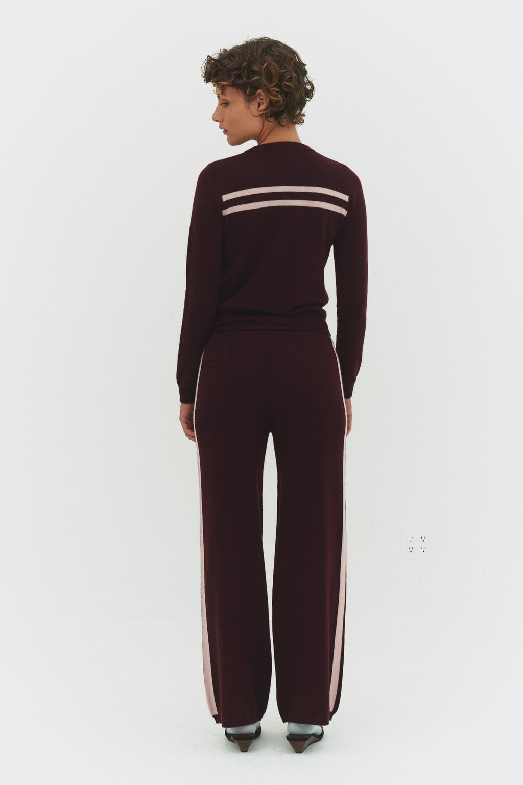 CASHMERE WOOL STRIPE WIDE-LEG PANT IN RASPBERRY - Che Cose Belle