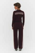 CASHMERE WOOL STRIPE WIDE-LEG PANT IN RASPBERRY - Che Cose Belle