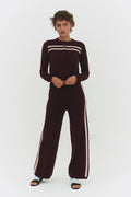 CASHMERE WOOL STRIPE WIDE-LEG PANT IN RASPBERRY - Che Cose Belle