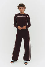 CASHMERE WOOL STRIPE WIDE-LEG PANT IN RASPBERRY - Che Cose Belle