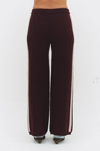 CASHMERE WOOL STRIPE WIDE-LEG PANT IN RASPBERRY - Che Cose Belle