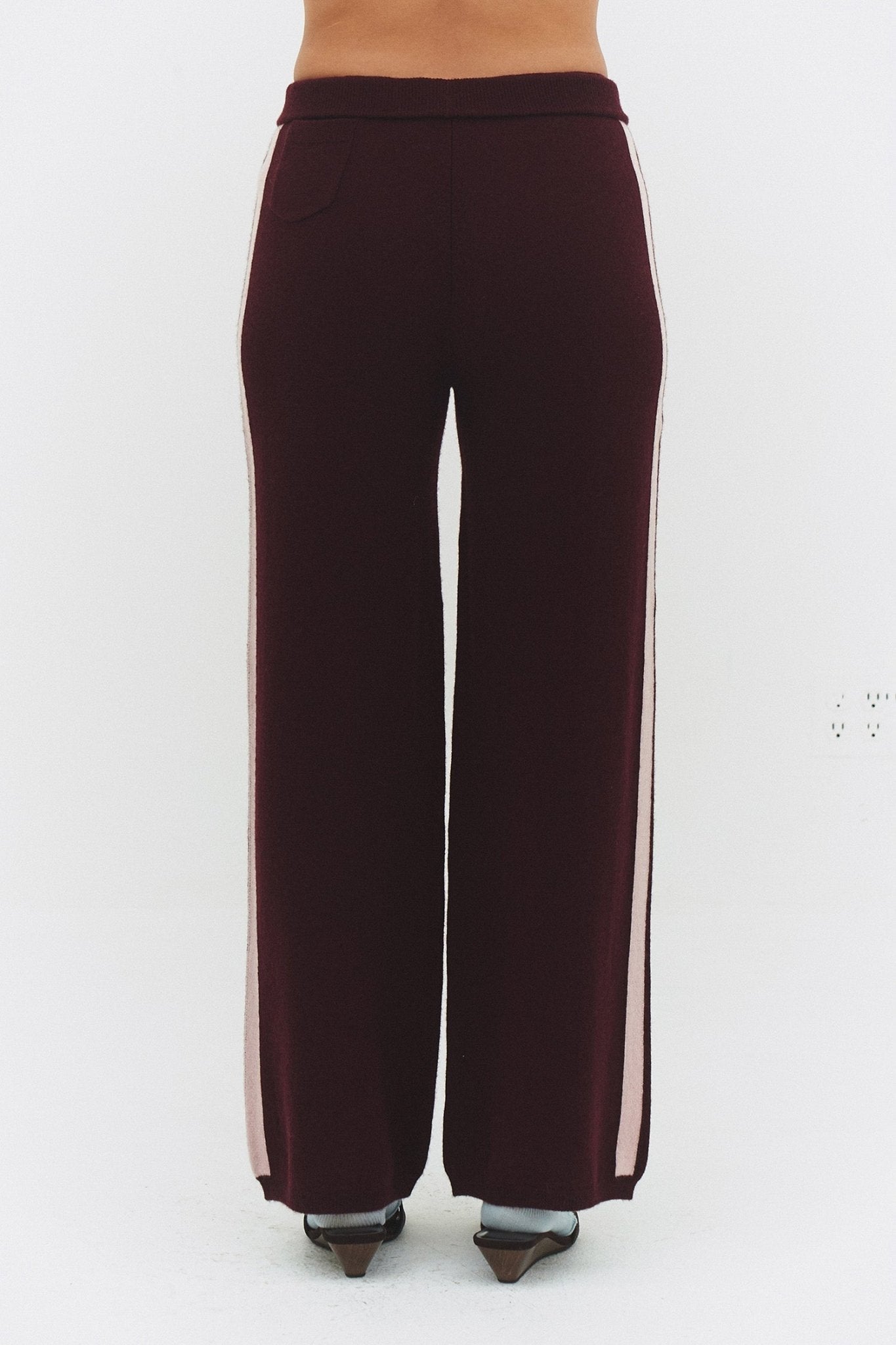 CASHMERE WOOL STRIPE WIDE-LEG PANT IN RASPBERRY - Che Cose Belle