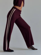 CASHMERE WOOL STRIPE WIDE-LEG PANT IN RASPBERRY - Che Cose Belle